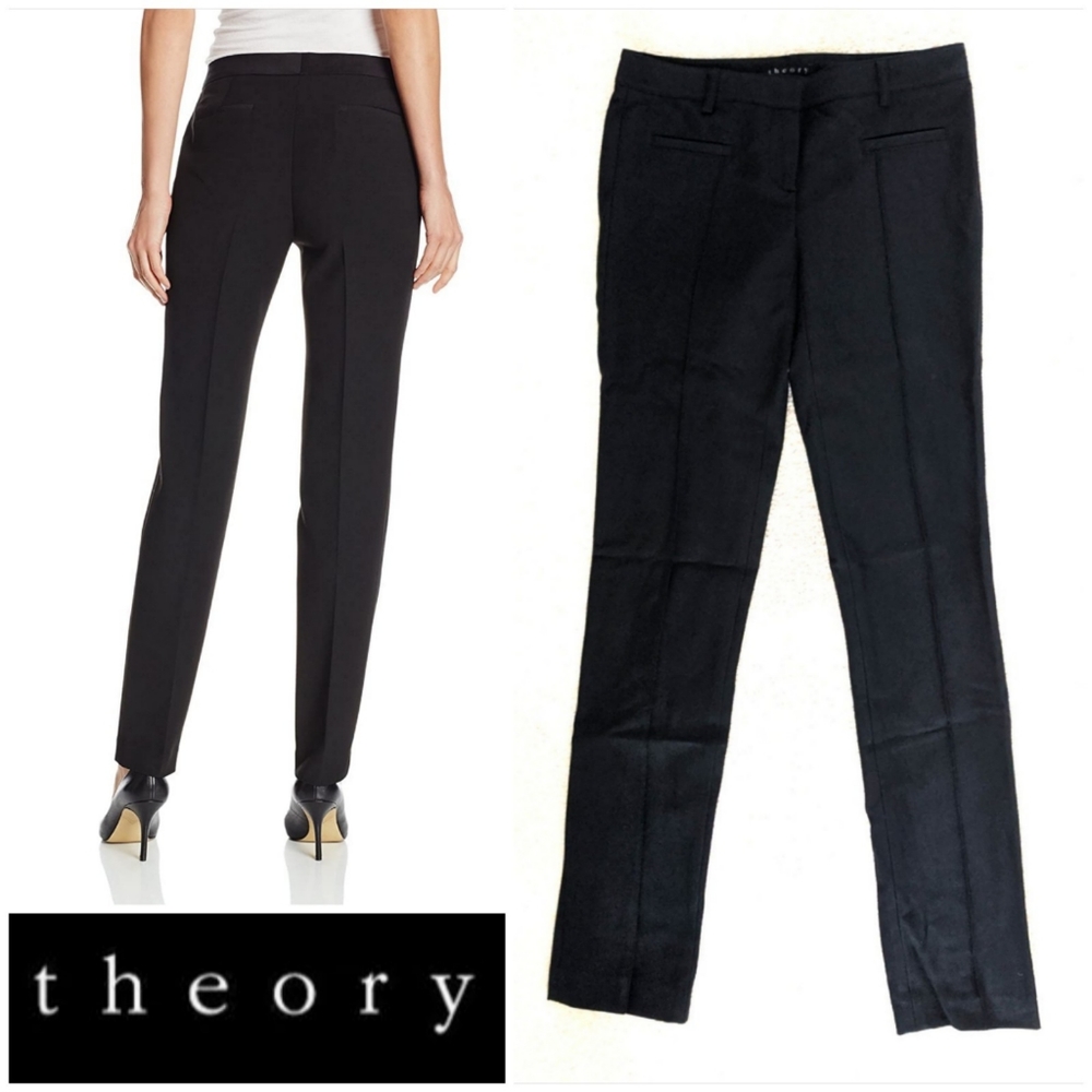 Theory Straight vertical seam black slacks pants